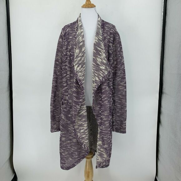 Fabletics Moscow Wrap Womens Size M Open Stitch Cardigan Front Cascade Midi Knit - Picture 2 of 12